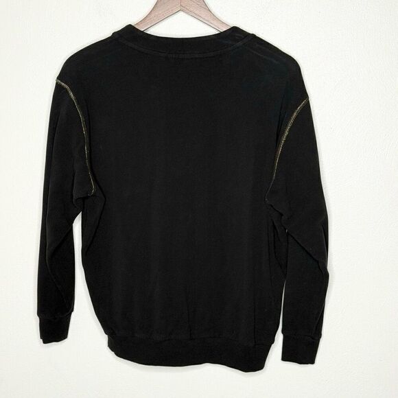 Soft Surroundings Black with Gold Stitching Crewneck Sweatshirt - Women’s US XS - Picture 2 of 7